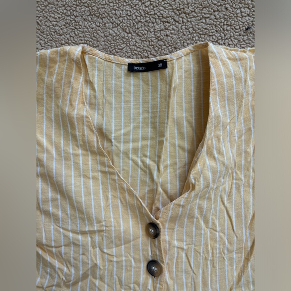 Gently Used Yellow Striped Button-Down Dress - Size 38 - Picture 2 of 2